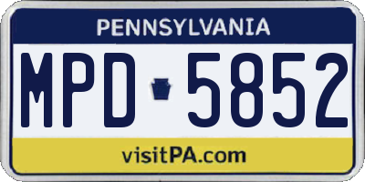 PA license plate MPD5852