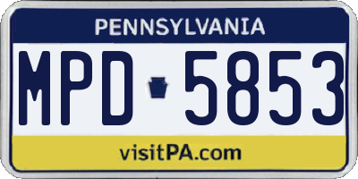 PA license plate MPD5853