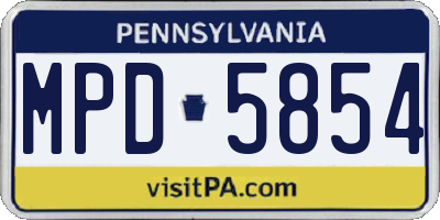 PA license plate MPD5854
