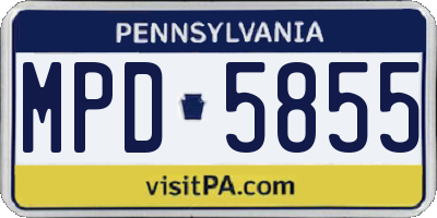 PA license plate MPD5855