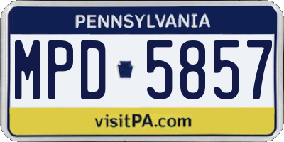 PA license plate MPD5857