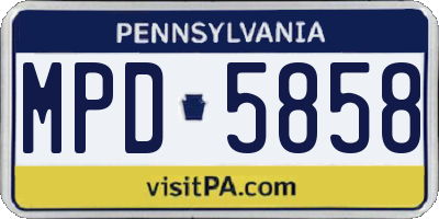 PA license plate MPD5858
