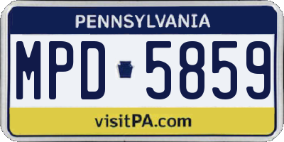 PA license plate MPD5859