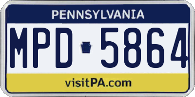 PA license plate MPD5864