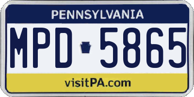 PA license plate MPD5865