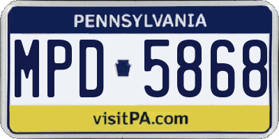 PA license plate MPD5868