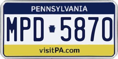 PA license plate MPD5870