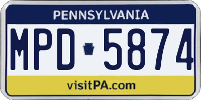 PA license plate MPD5874