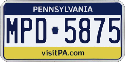 PA license plate MPD5875