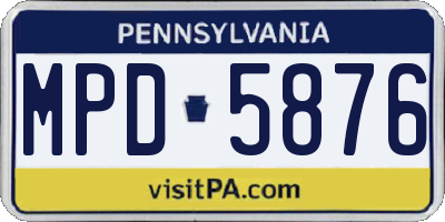 PA license plate MPD5876