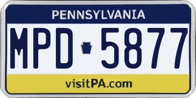 PA license plate MPD5877