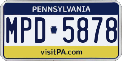 PA license plate MPD5878