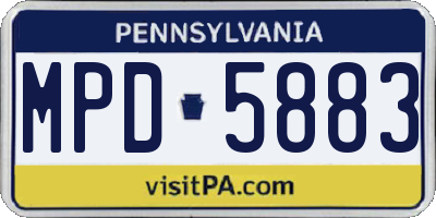 PA license plate MPD5883