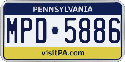 PA license plate MPD5886