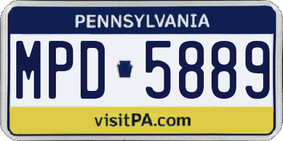 PA license plate MPD5889