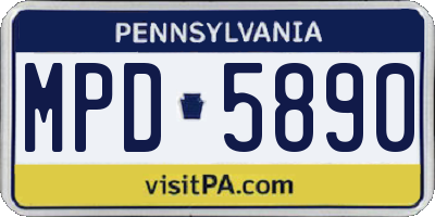 PA license plate MPD5890