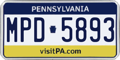 PA license plate MPD5893