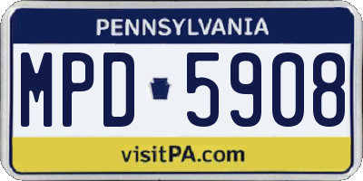 PA license plate MPD5908