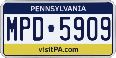 PA license plate MPD5909
