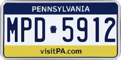 PA license plate MPD5912