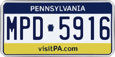 PA license plate MPD5916