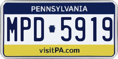 PA license plate MPD5919