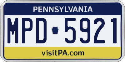 PA license plate MPD5921