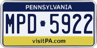 PA license plate MPD5922