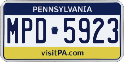 PA license plate MPD5923