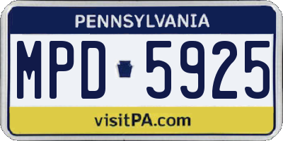 PA license plate MPD5925