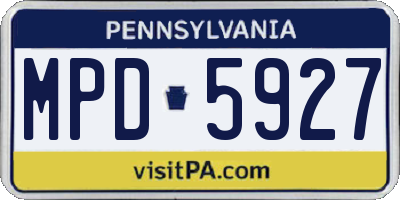 PA license plate MPD5927