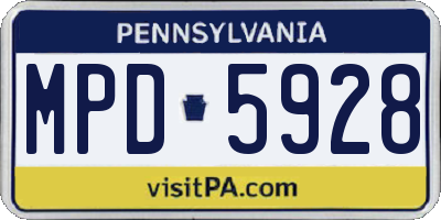 PA license plate MPD5928
