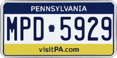 PA license plate MPD5929