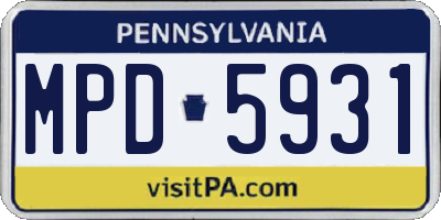PA license plate MPD5931
