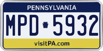 PA license plate MPD5932