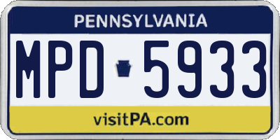 PA license plate MPD5933