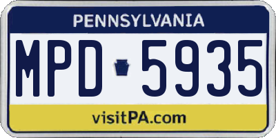 PA license plate MPD5935