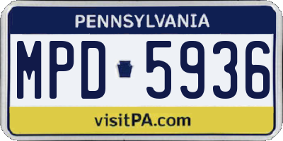 PA license plate MPD5936