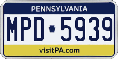 PA license plate MPD5939
