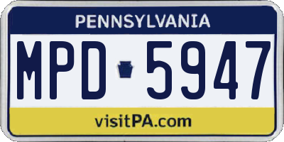 PA license plate MPD5947