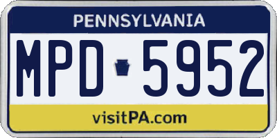 PA license plate MPD5952