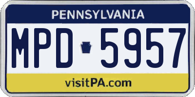 PA license plate MPD5957