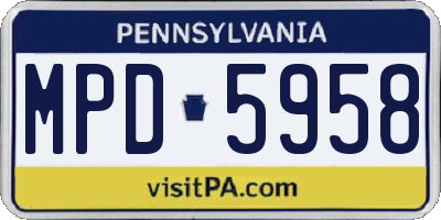 PA license plate MPD5958