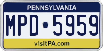 PA license plate MPD5959
