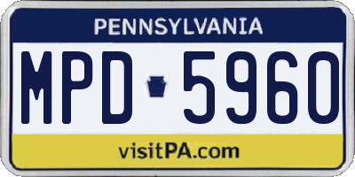 PA license plate MPD5960