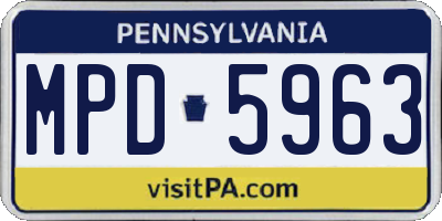 PA license plate MPD5963