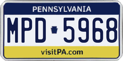 PA license plate MPD5968