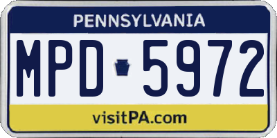 PA license plate MPD5972