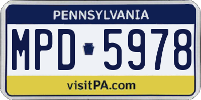 PA license plate MPD5978