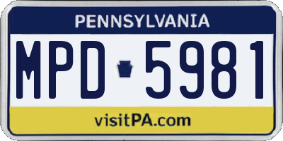 PA license plate MPD5981